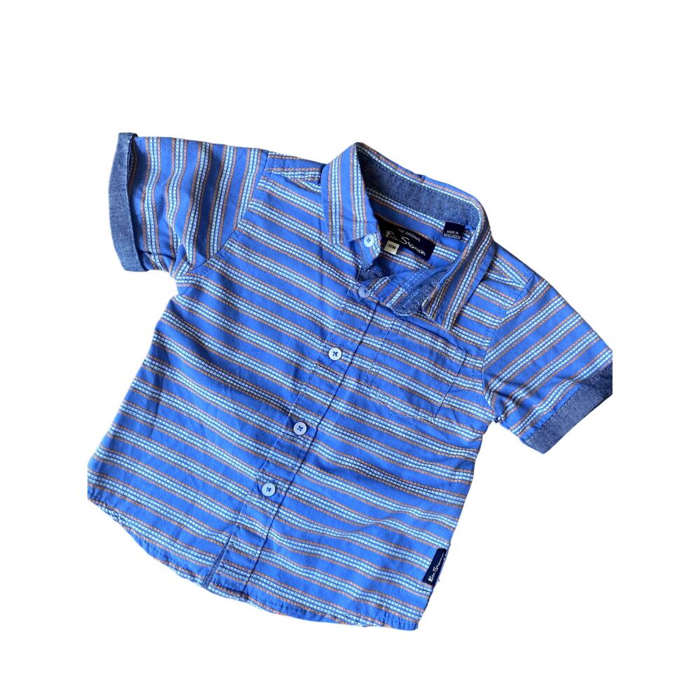 Ben Sherman Blue Striped Casual Button Up Shirt Infant Boys 12 mo